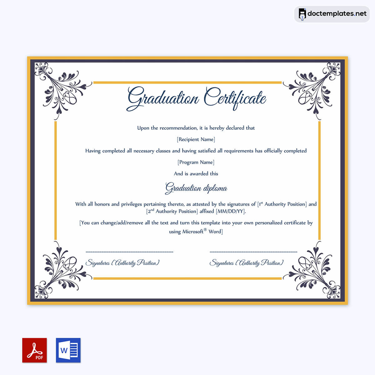 Image of Graduation Certificate Template editable
Graduation Certificate Template editable
