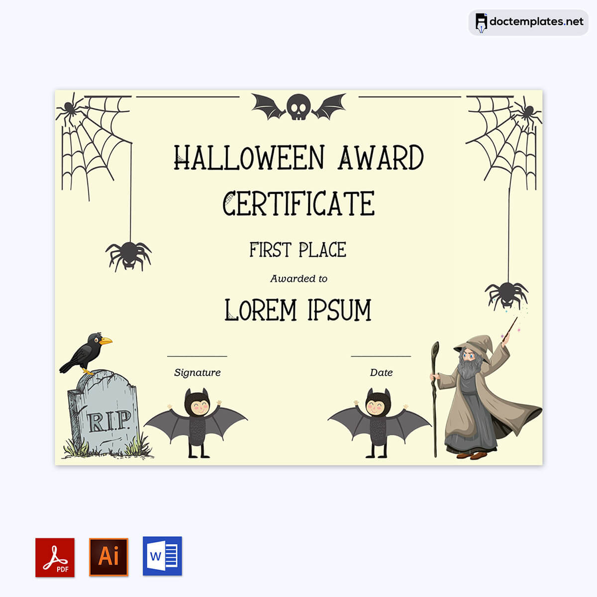 editable halloween certificates