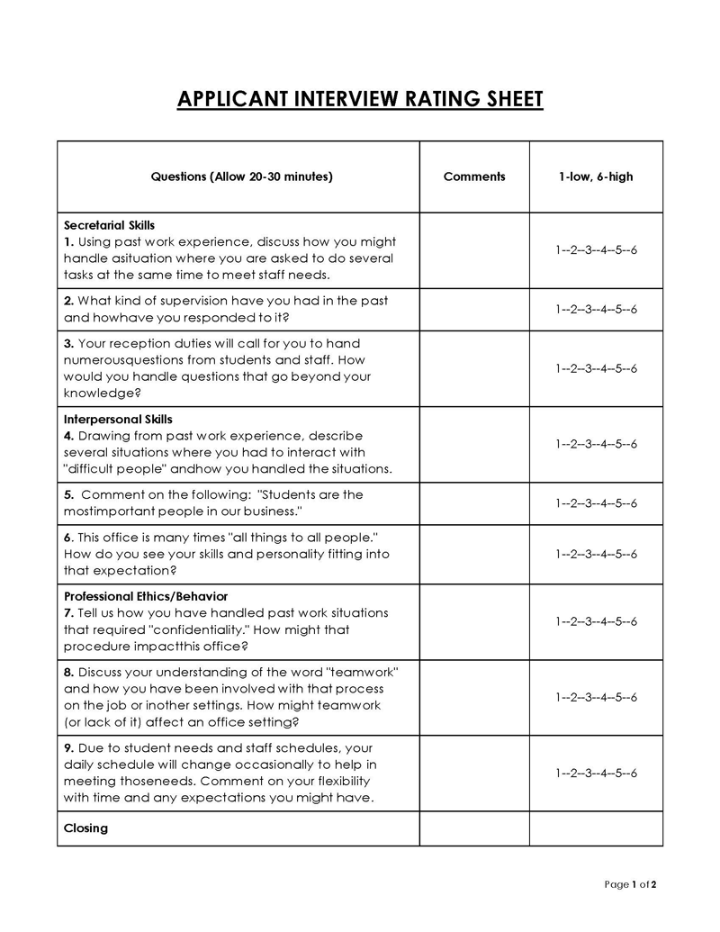 Interview Evaluation Form