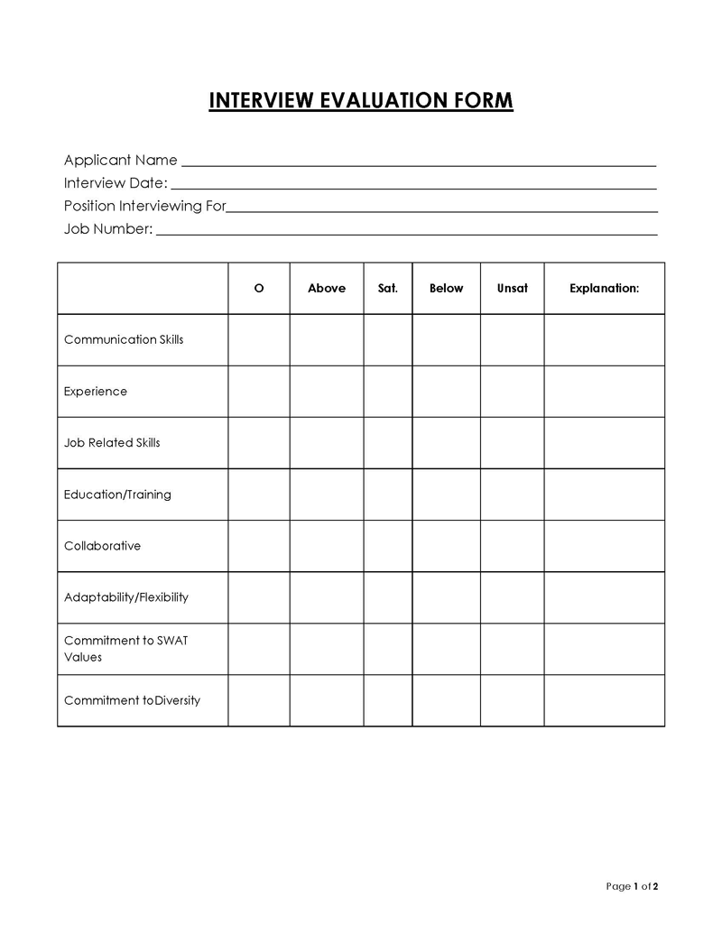Interview Evaluation Form