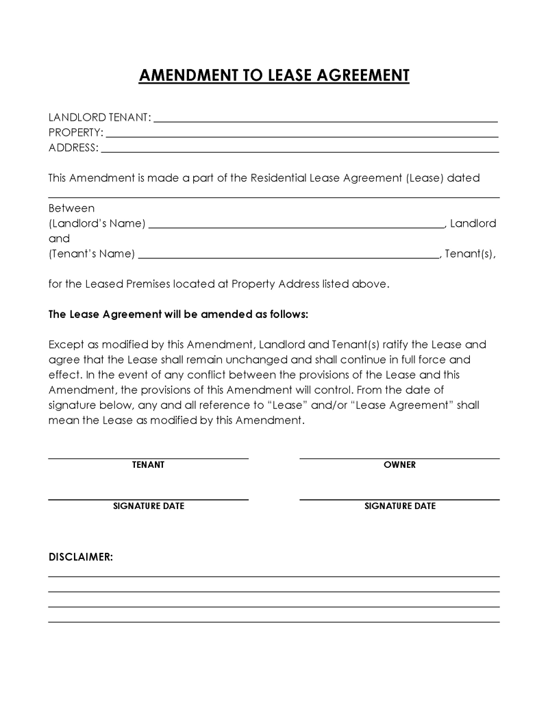 lease amendment form