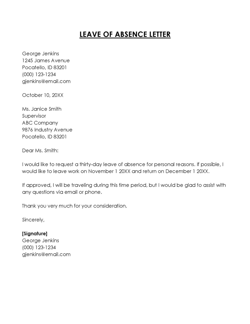  leave letter template word