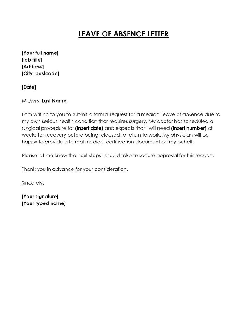 Leave Letter Templates 14
leave application template