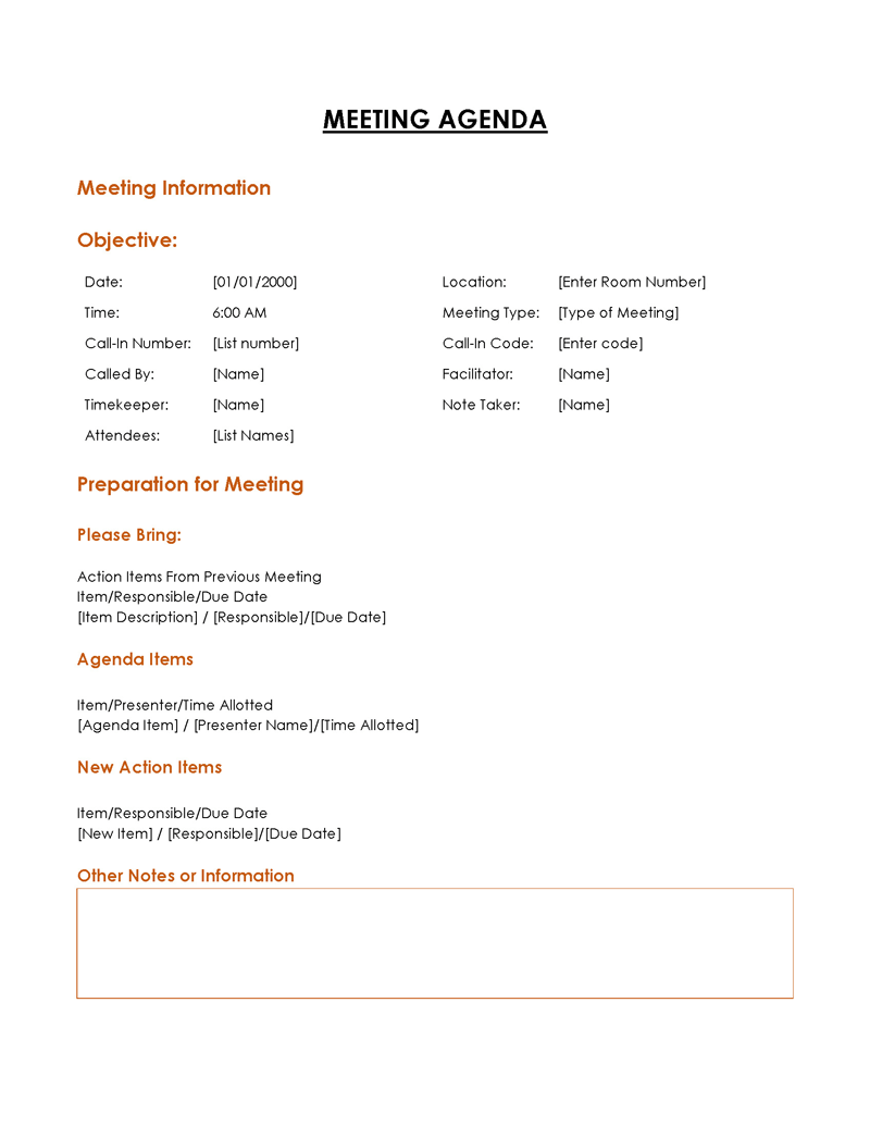 Meeting Agenda 3kp9z1t 10 22 10 Business meeting agenda sample
