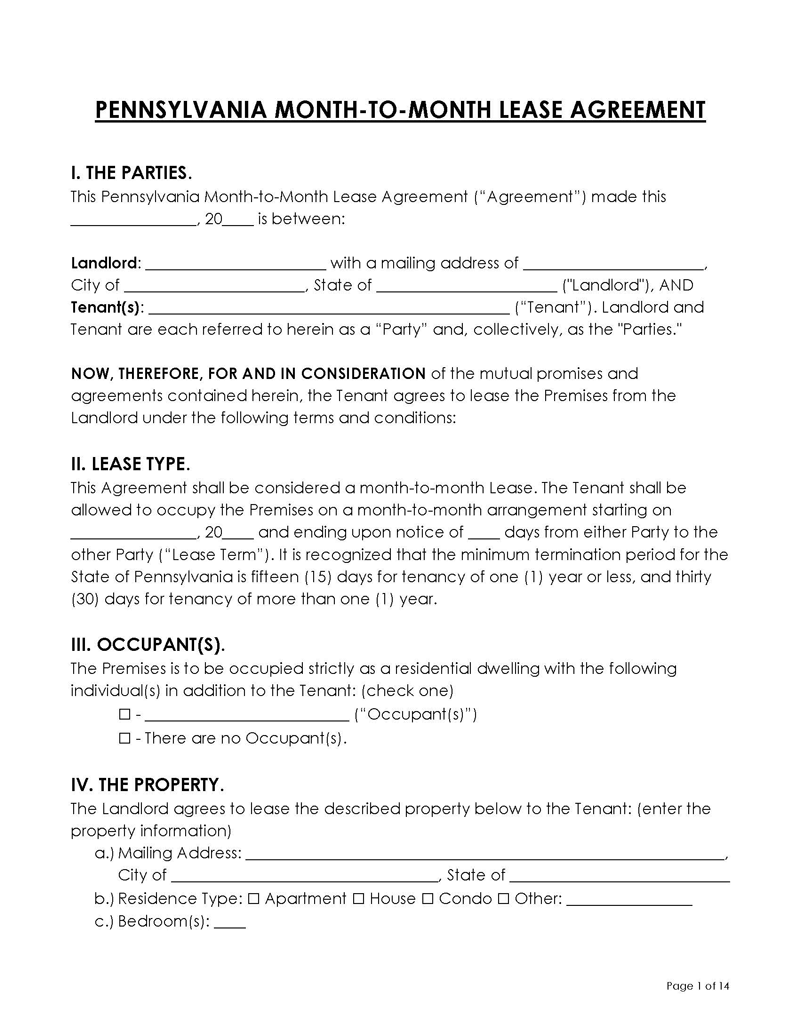 Pennsylvania Month to Month LA Pennsylvania Month to Month LA