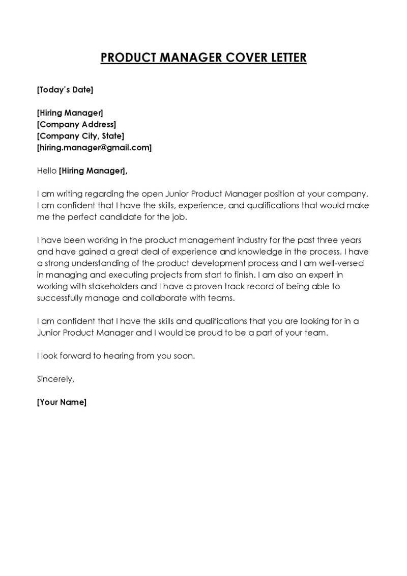 
product manager cover letter google