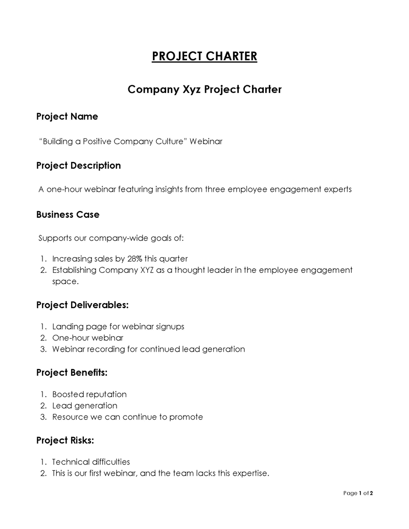 project charter in project management