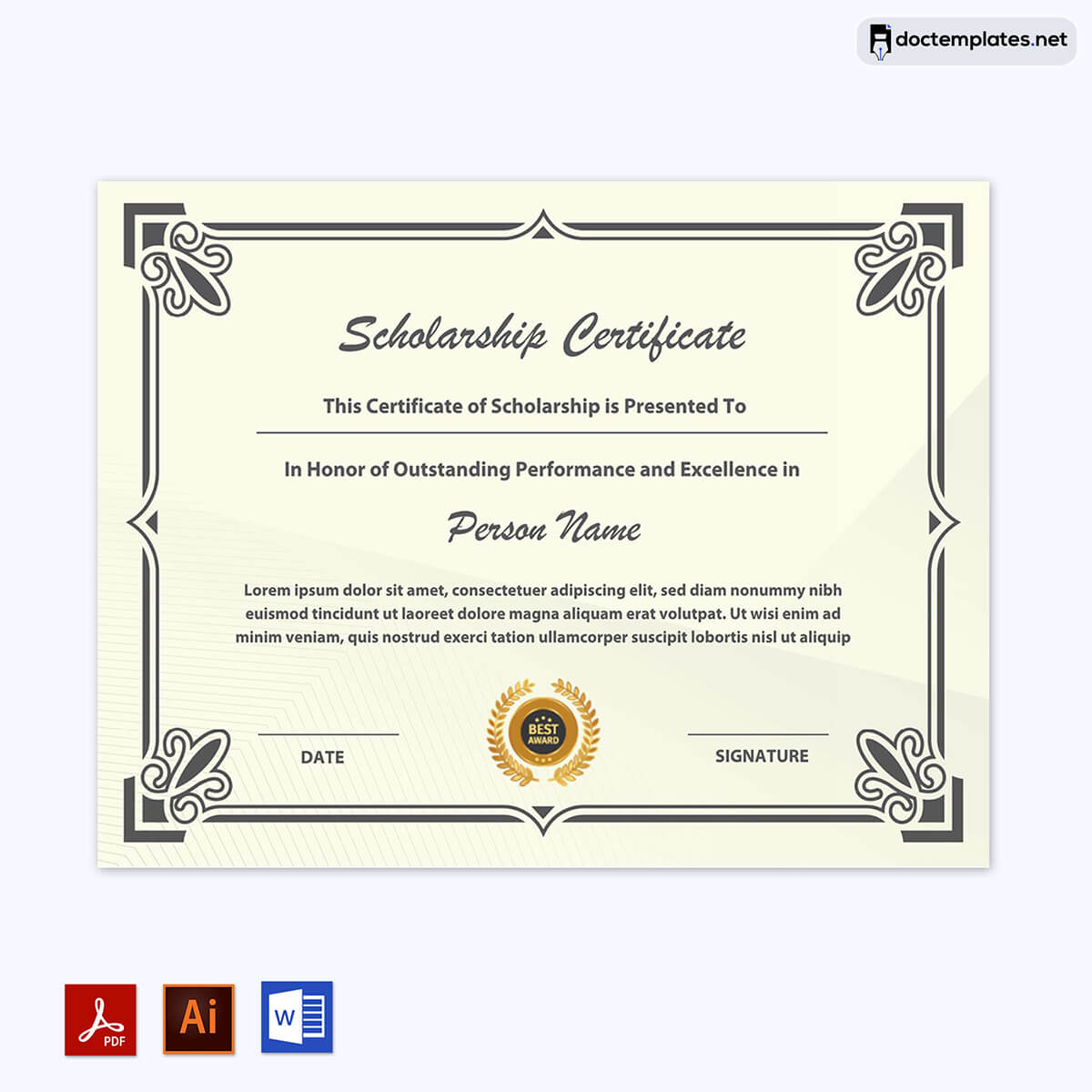 scholarship certificate download
