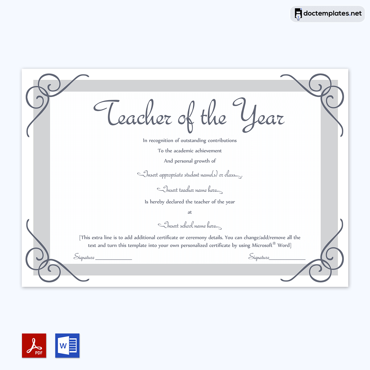 teacher of the month certificate template