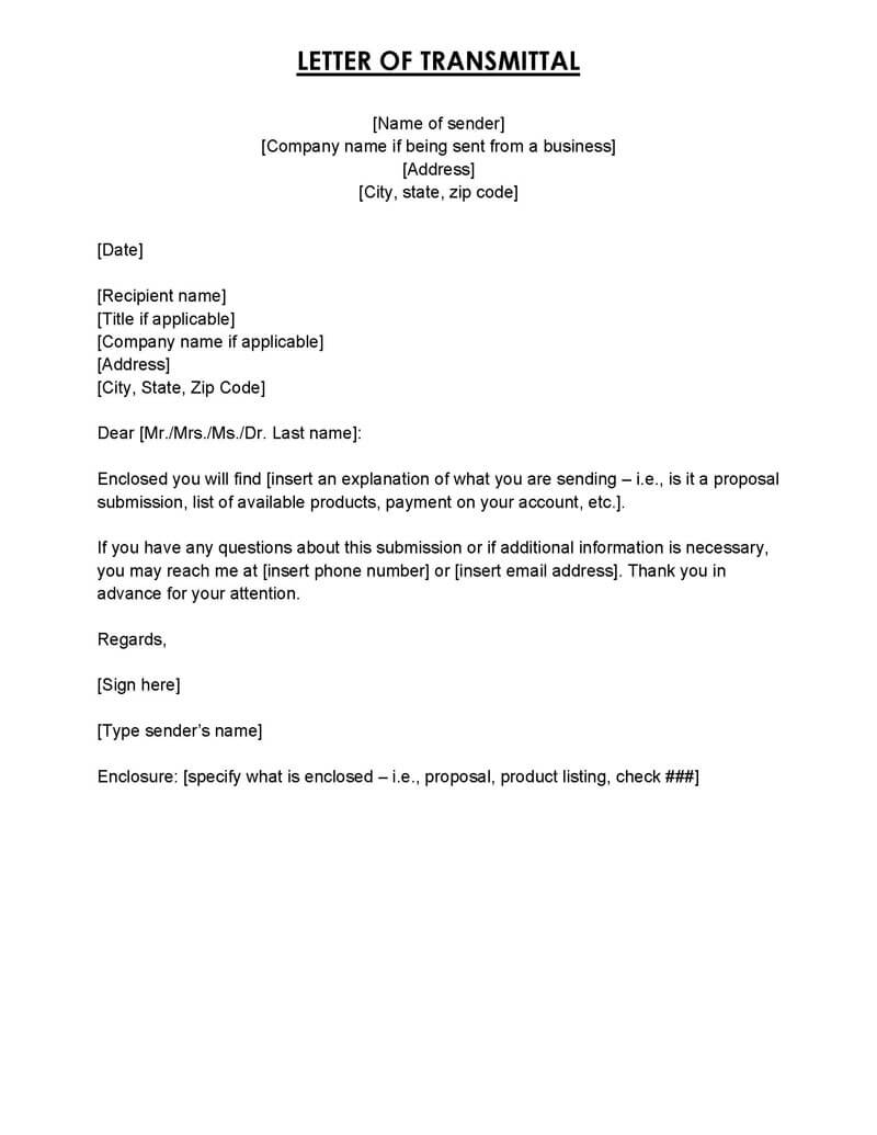 Transmittal letter template Word
