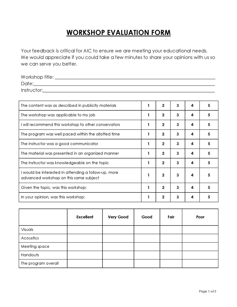 workshop evaluation form doc