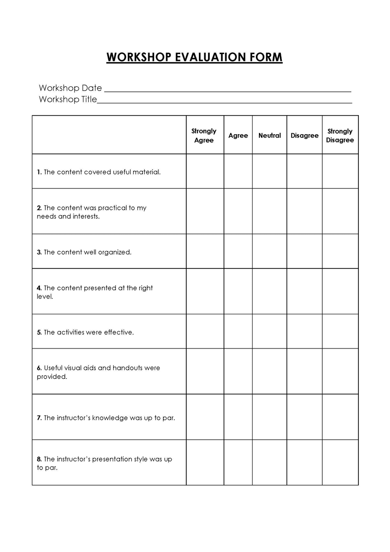 workshop feedback form pdf