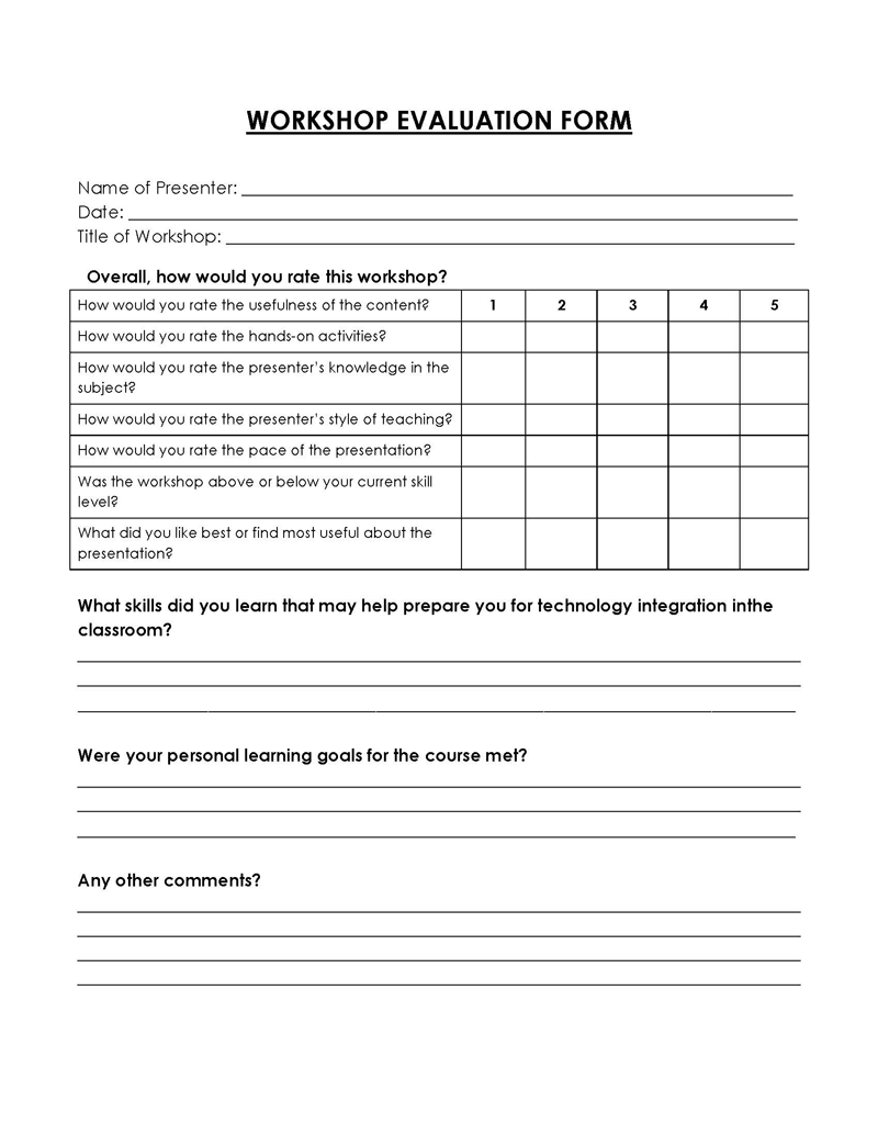 workshop feedback form pdf
