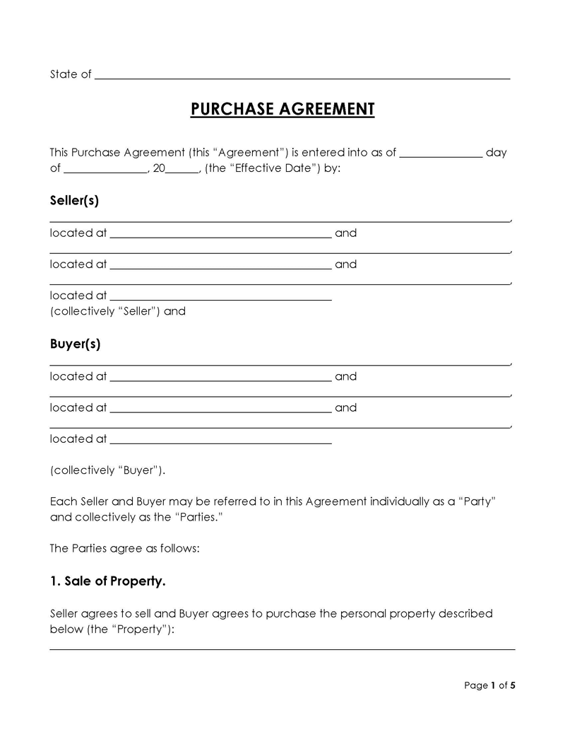 addendum to purchase agreement free