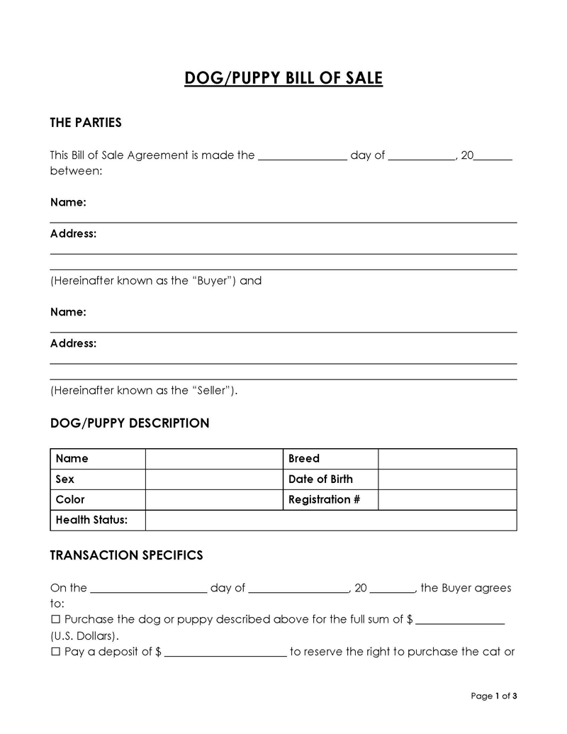  puppy bill of sale pdf