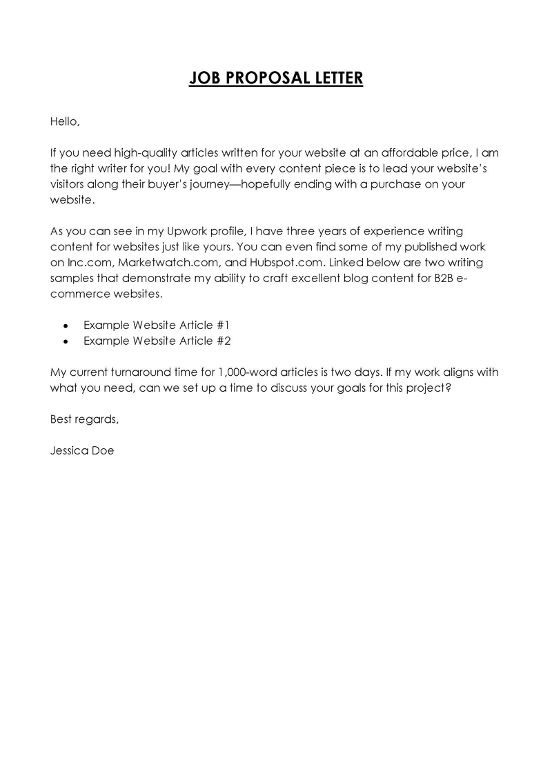 Proposal letter example 