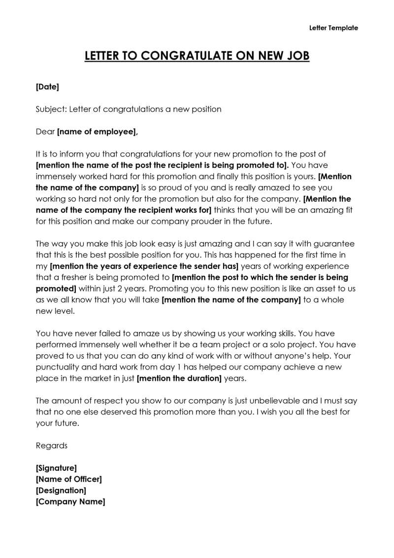 Letter of congratulations on achievement

