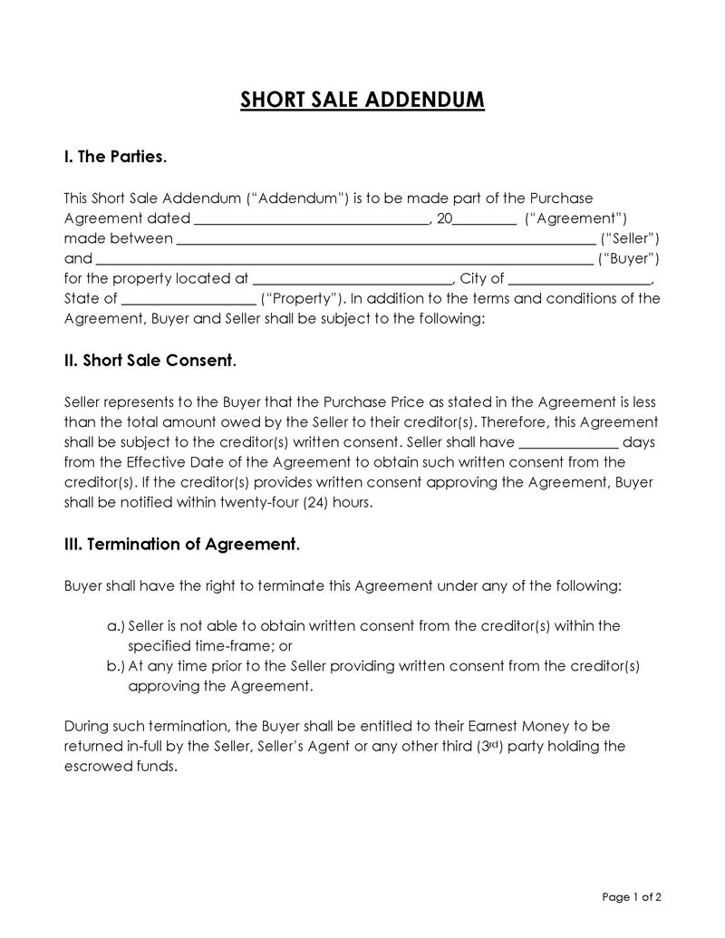  addendum to purchase agreement template
