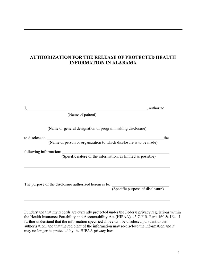 Blank Alabama Medical Record Form 
