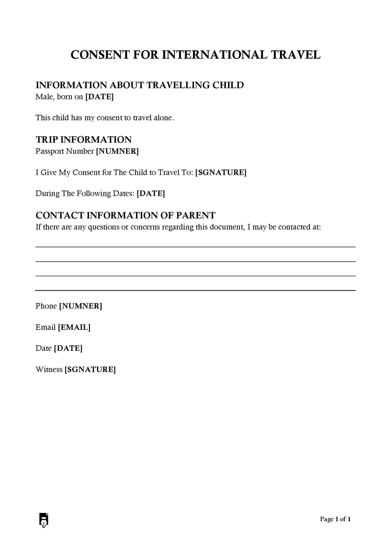 Child Travel Consent Form word 02