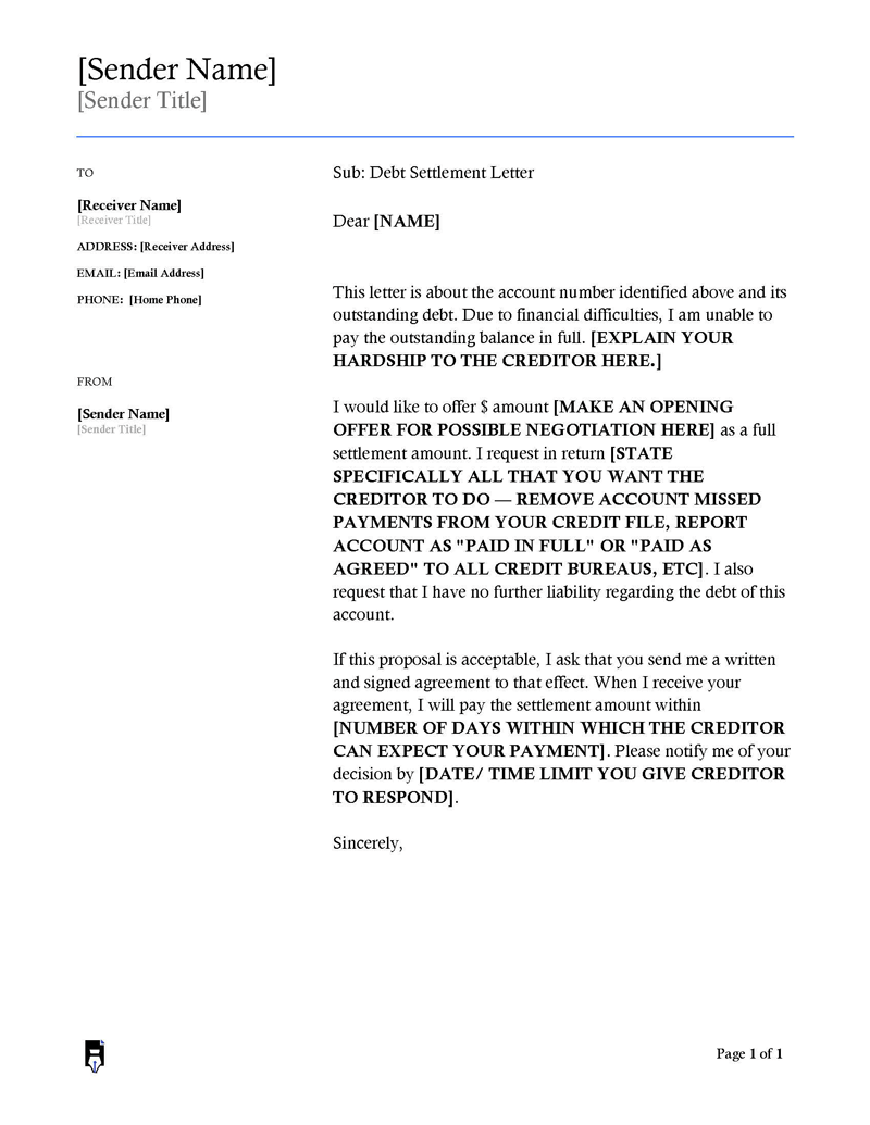 Debt Settlement Letter word 05