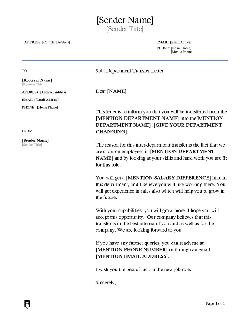 Department Transfer Letter word01