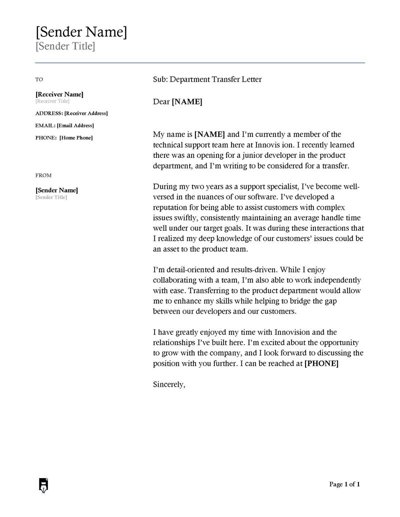 Department Transfer Letter word 02