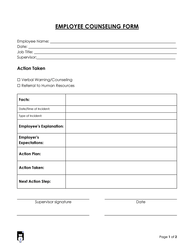 Employee Counselling Forms