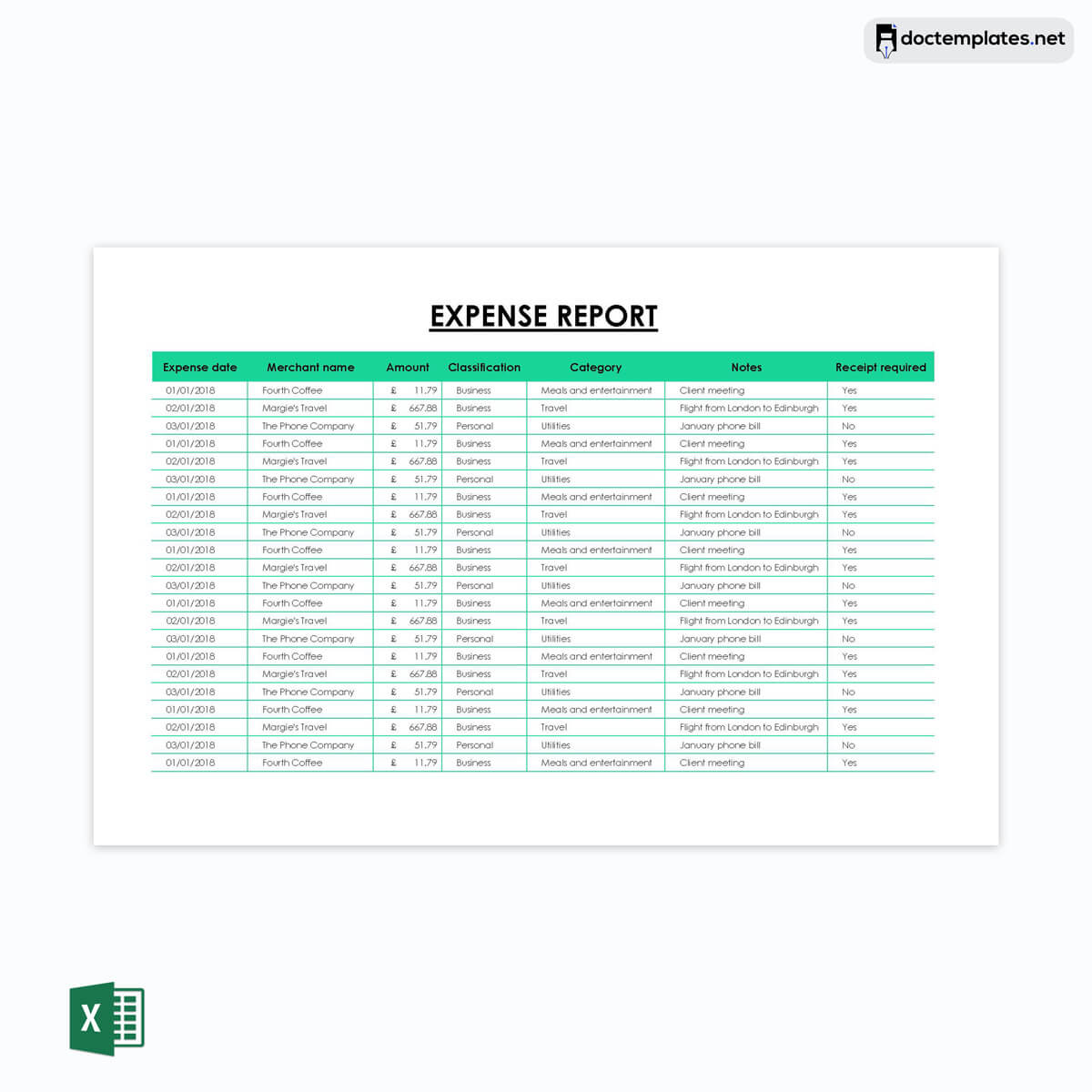 expense report template excel