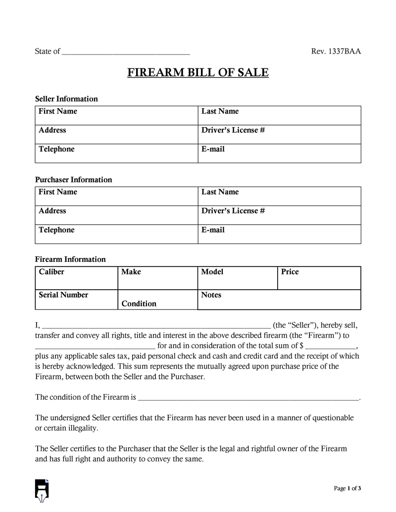 Firearm Bill of Sale 3 