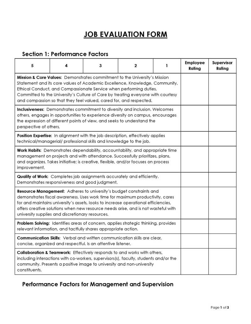 free employee performance review template word