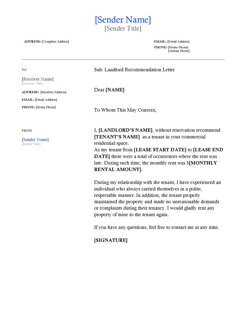 Landlord Recommendation Letter word 04