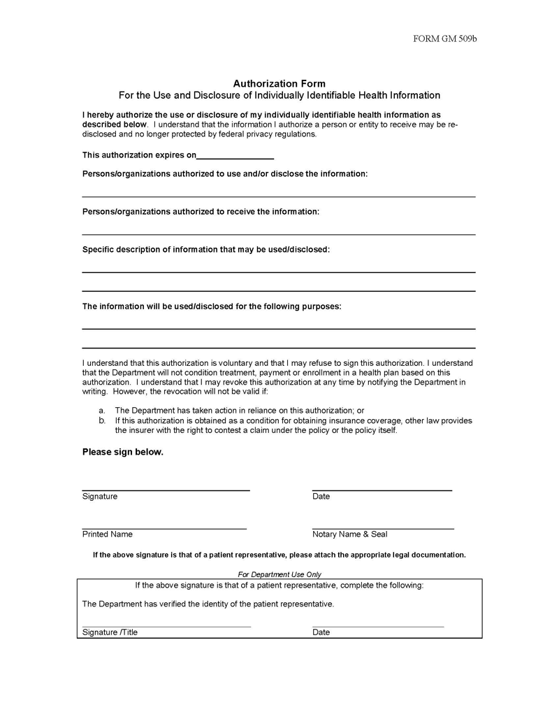 Blank New Hampshire Medical Record Form 
