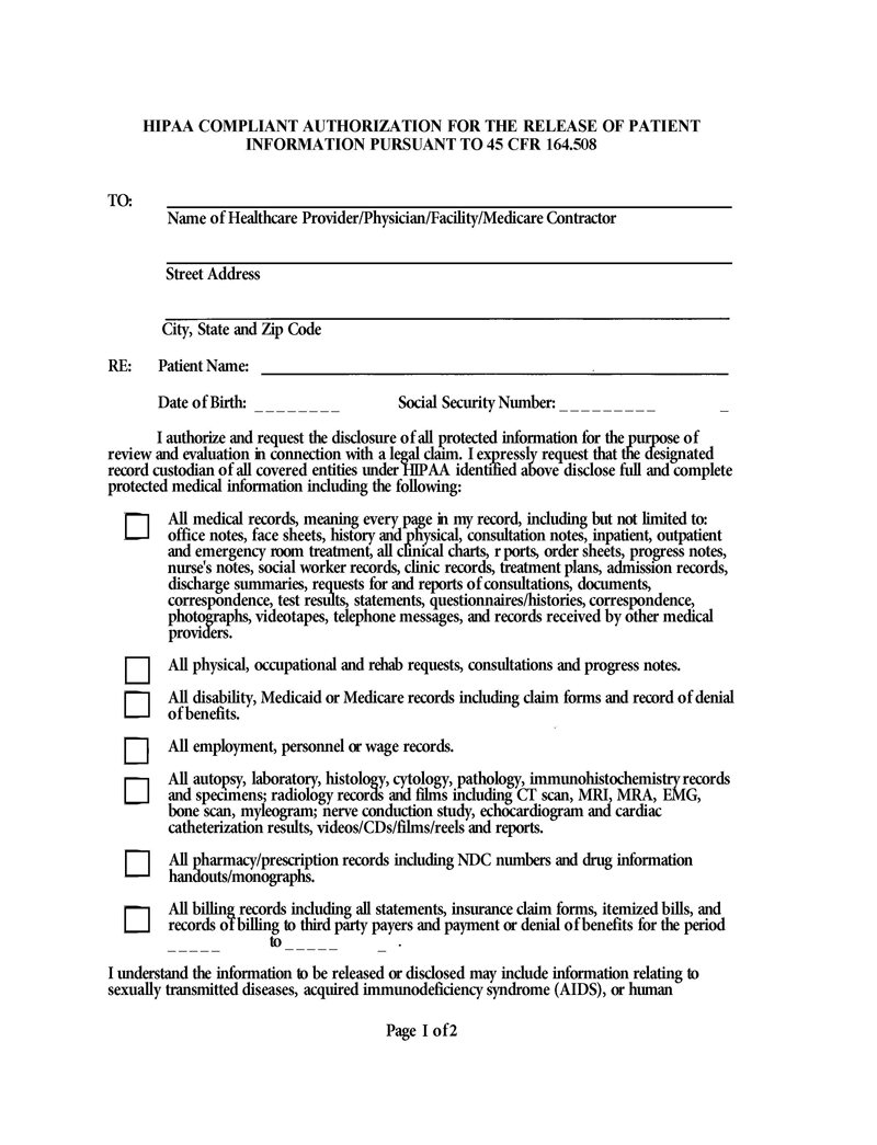 Blank New Jersey Medical Record Form 