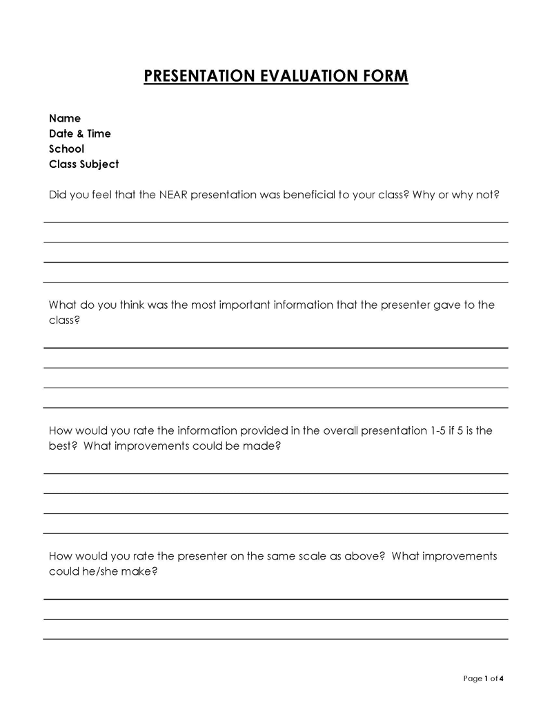 free presentation evaluation form