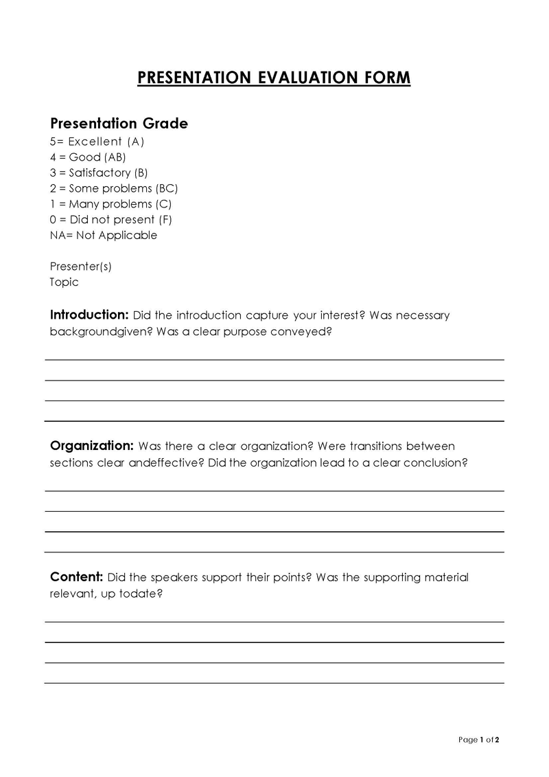 presentation evaluation form doc