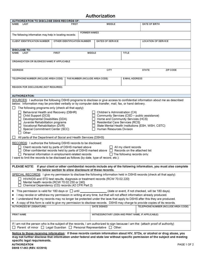 Blank Virginia Medical Record Form 
