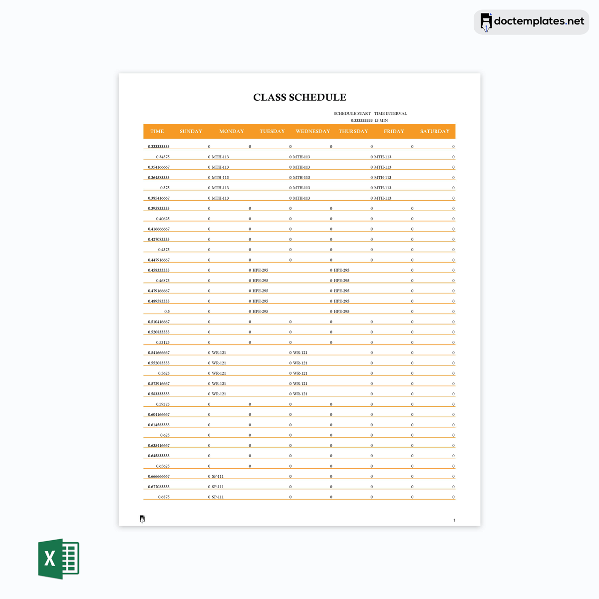 Weekly schedule template
-1