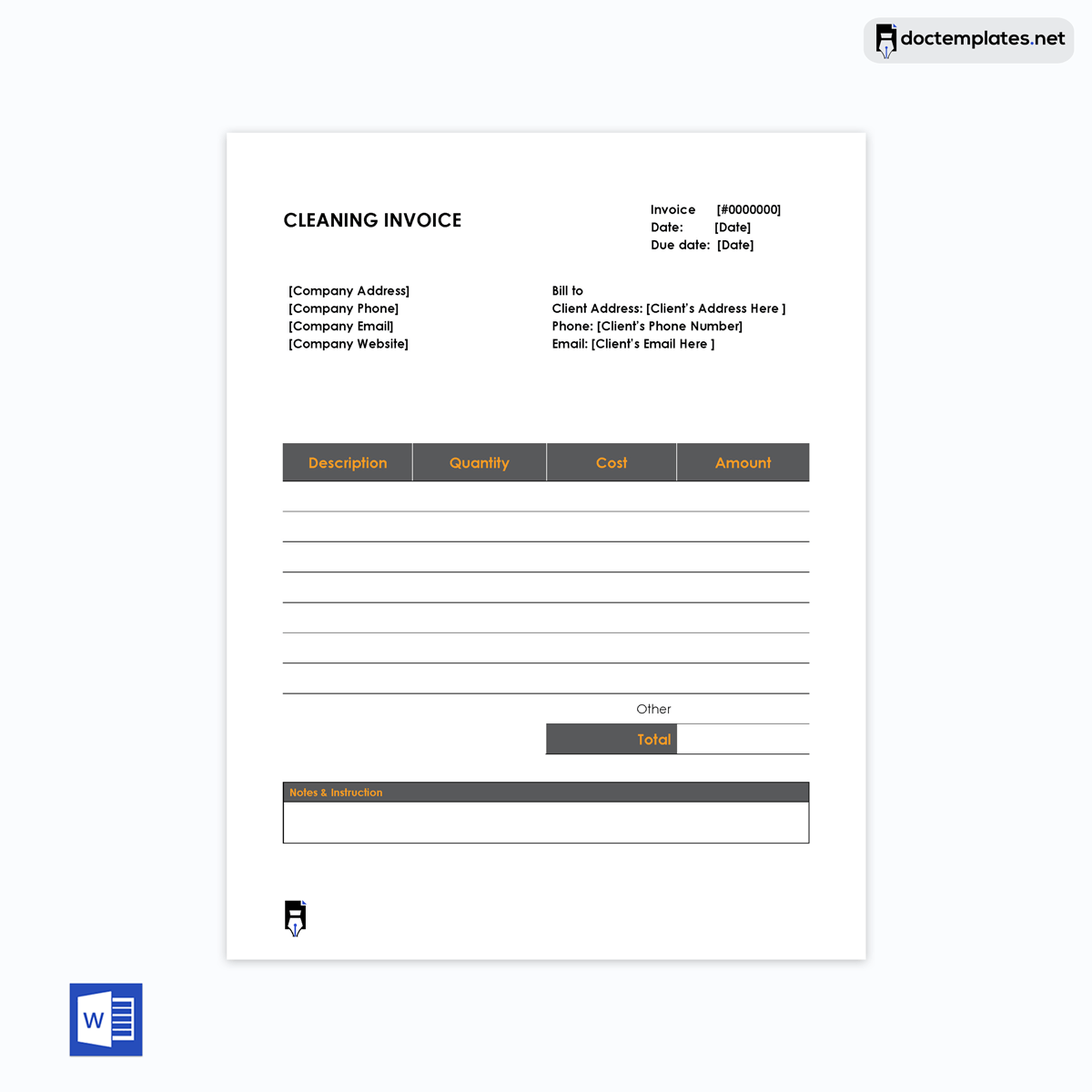 self-employed cleaner invoice template-03 