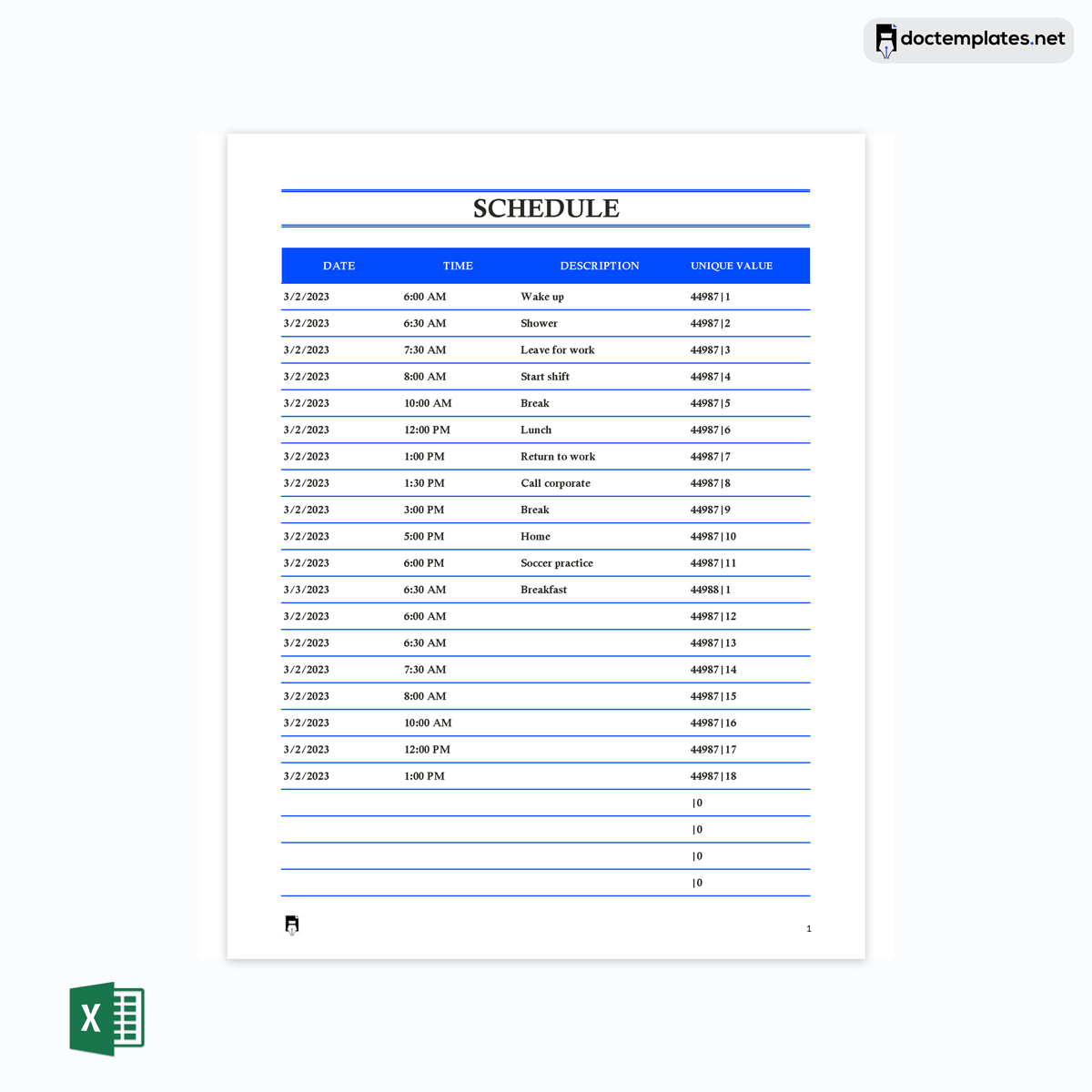 Weekly schedule template Excel
-4