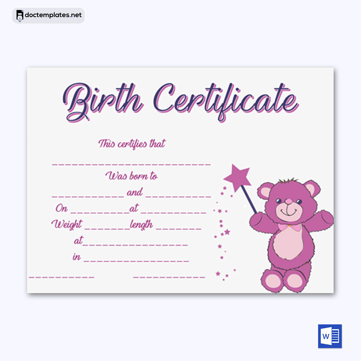 Image of Free birth certificate template Free birth certificate template 07