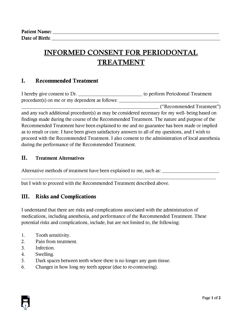 12 Free Dental Consent Forms Templates Editable