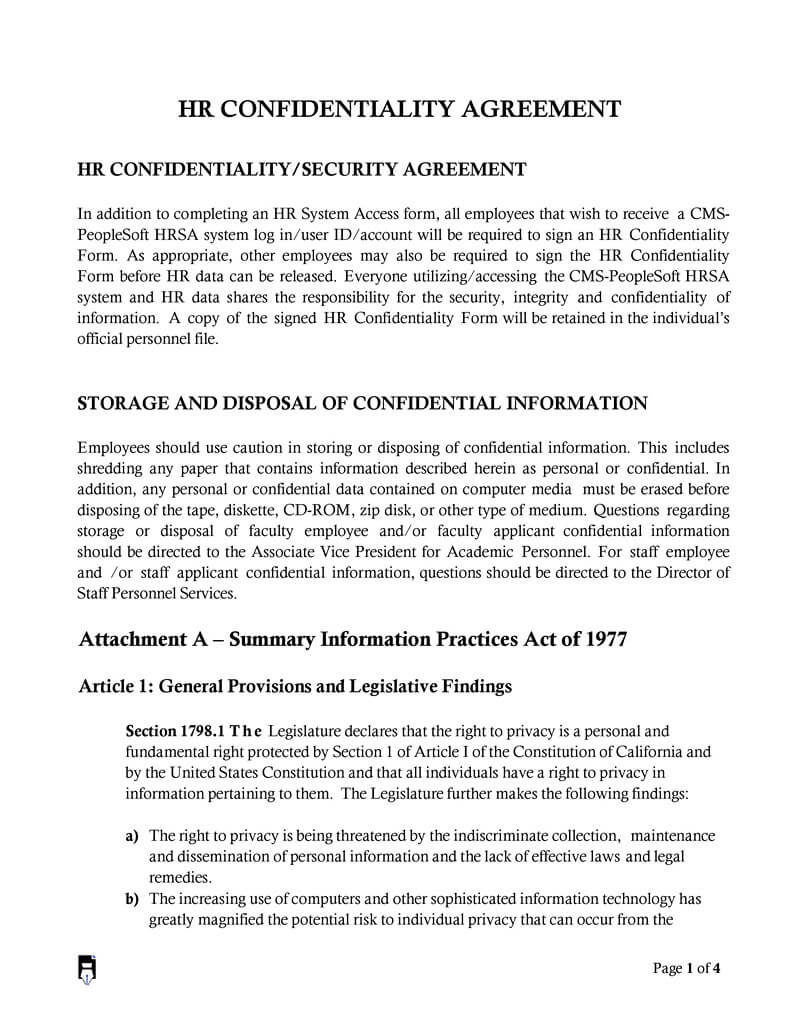 HR Confidentiality Agreement