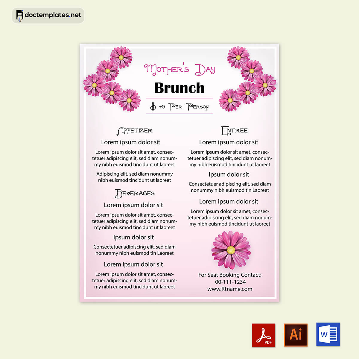 mothers day menu template free
01