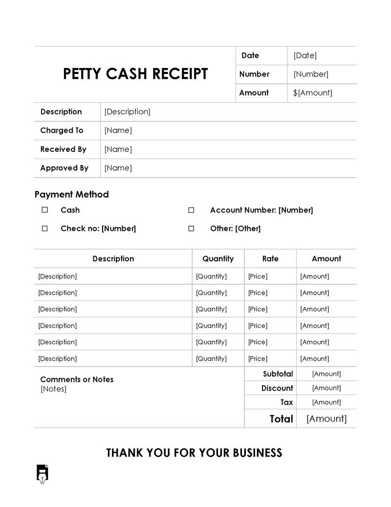 Petty Cash Receipt