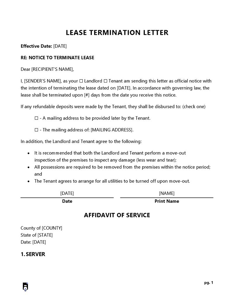 Rental Termination-Letter in ms word