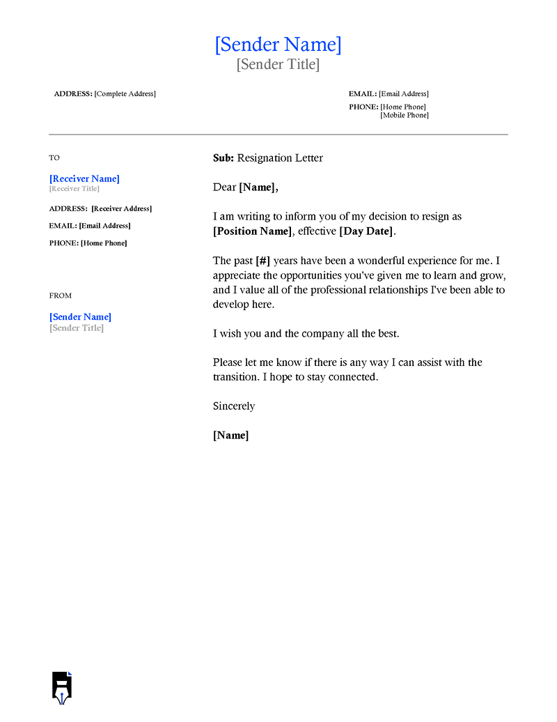 Resignation letter Word format-05