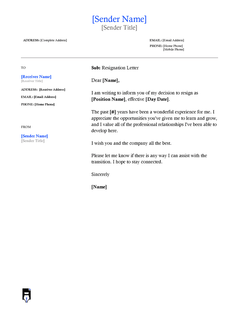 Resignation Letter 8669ndpdy 03 23 05 2 Resignation letter Word format-05