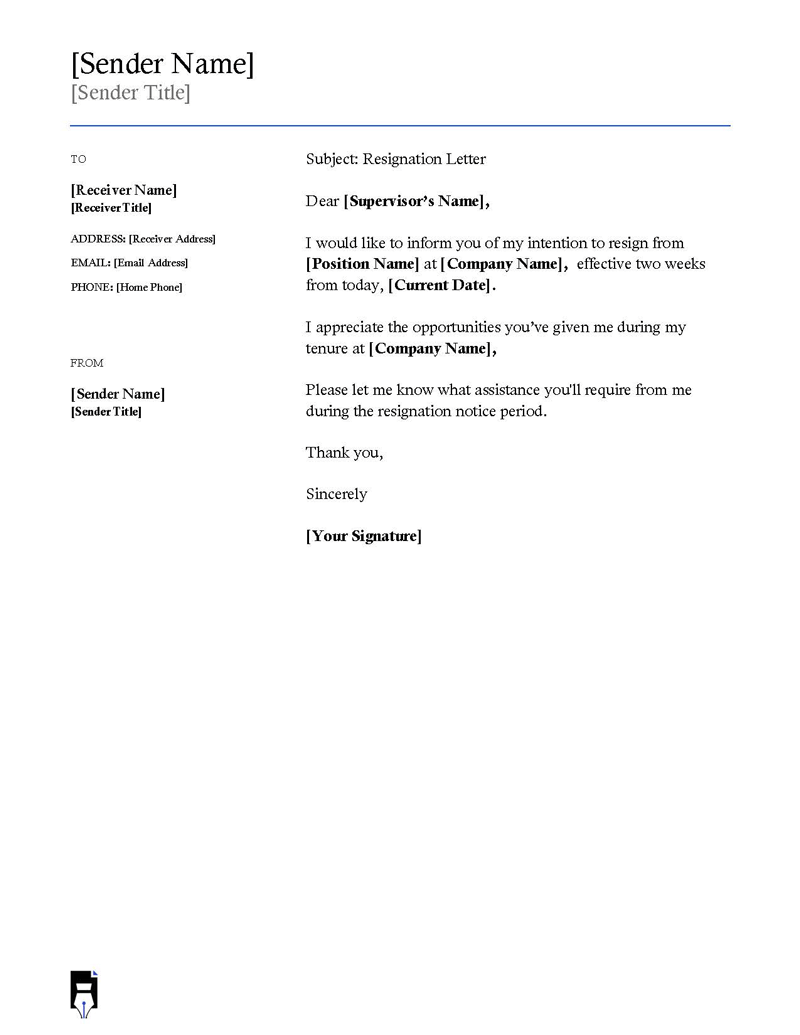 Two Weeks Notice Letter 2