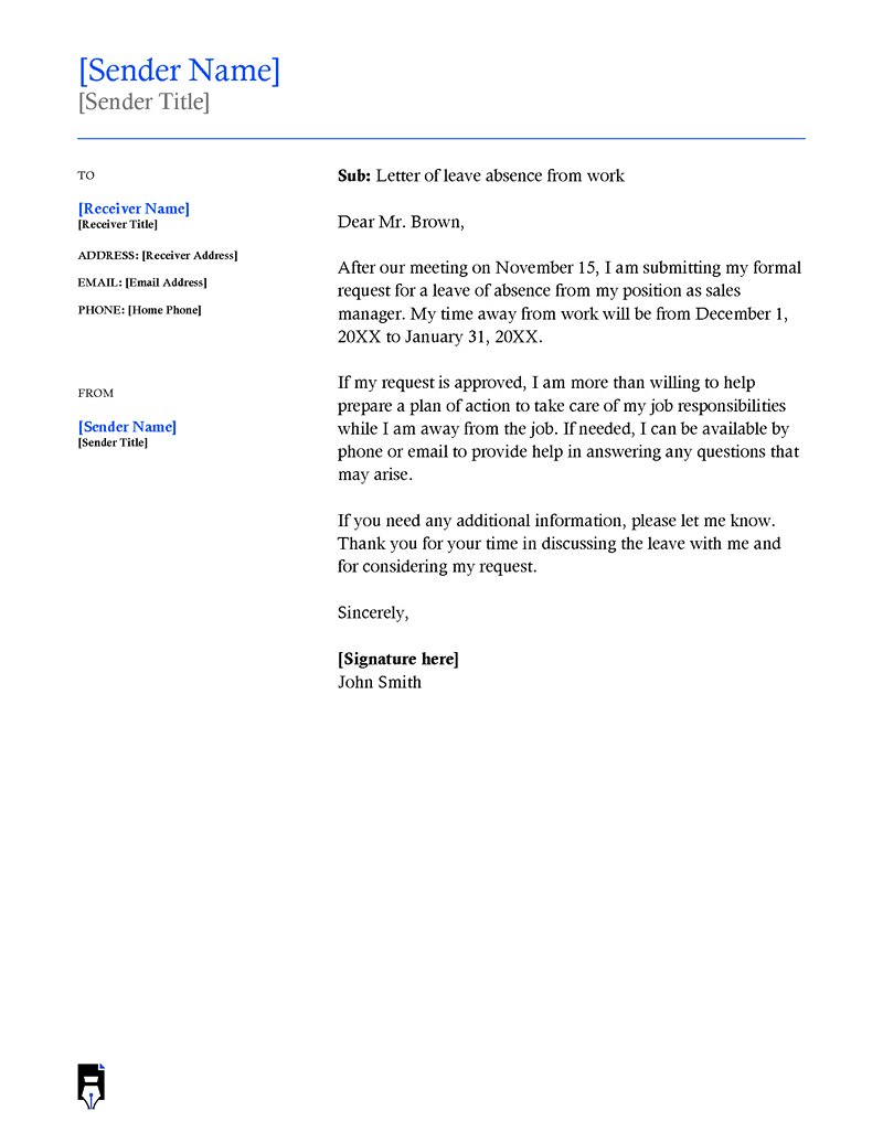 Leave of absence letter to employee
-03